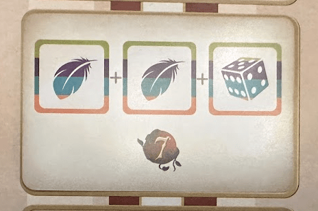 Quest card showing two any-color leaf and an any-color die. Also shows this card is worth 7 points when completed.