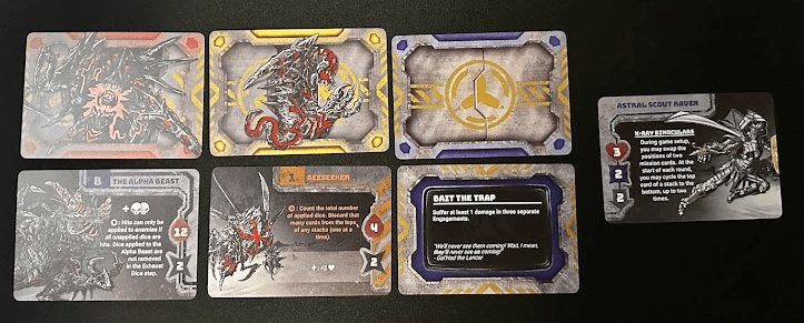 7 colorful cards from 20 Strong: Solar Sentinels