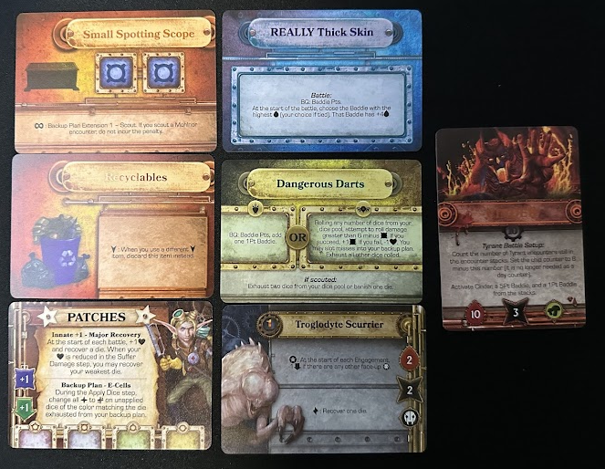 7 colorful cards from 20 Strong: Too Many Bones