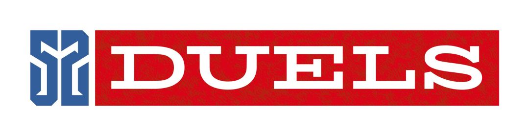 52 DUELS stylized with blue number and white letters on red background